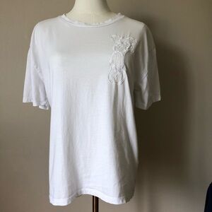 Zara Disney Mickey Mouse embroidered White Short Sleeve Tee